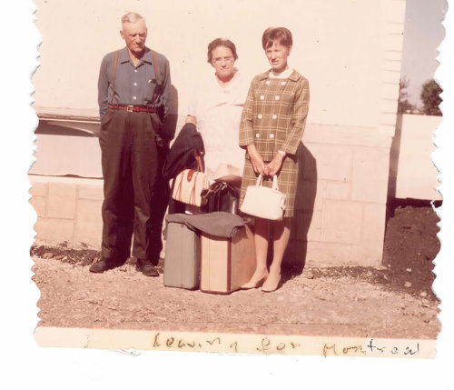 Mom and Dad see Eileen off as she leaves for Montreal (Calgary, 1967)